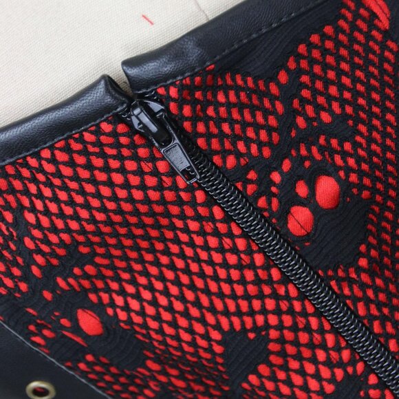 Women First Black\RED Steampunk Vintage Spiral Steel Boned Corset Bustier - Picture 5 of 6